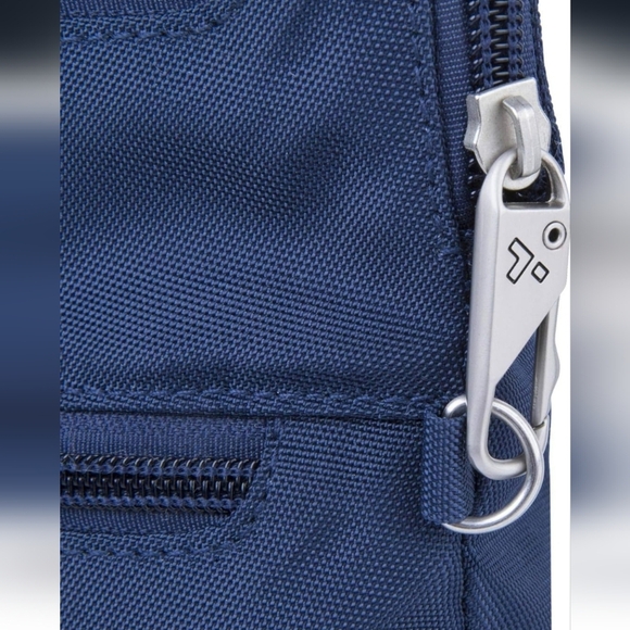 Travelon Anti-Theft Classic Slim Double Zip Crossbody Navy - Picture 3 of 9